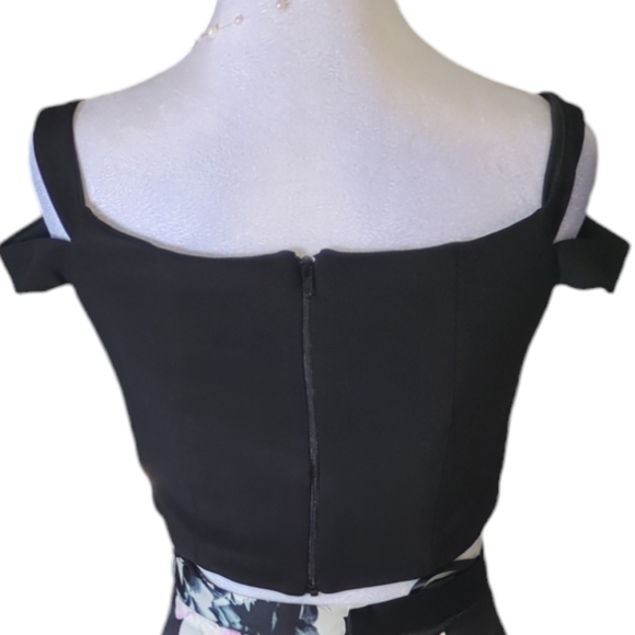 Blondie nites by Stacy Skylar skirt and crop top floral color black/pink/white 3 - Picture 3 of 6